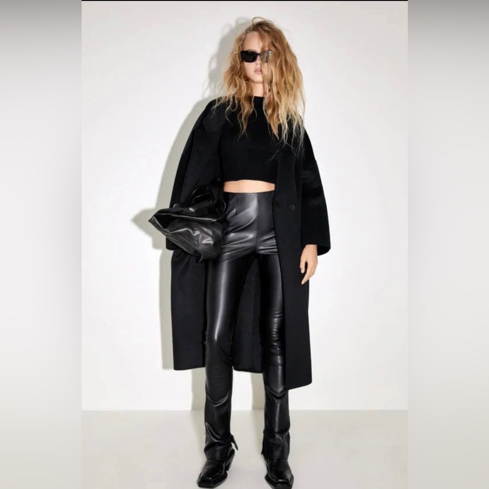 NWT ZARA extra long faux leather pants SZ L